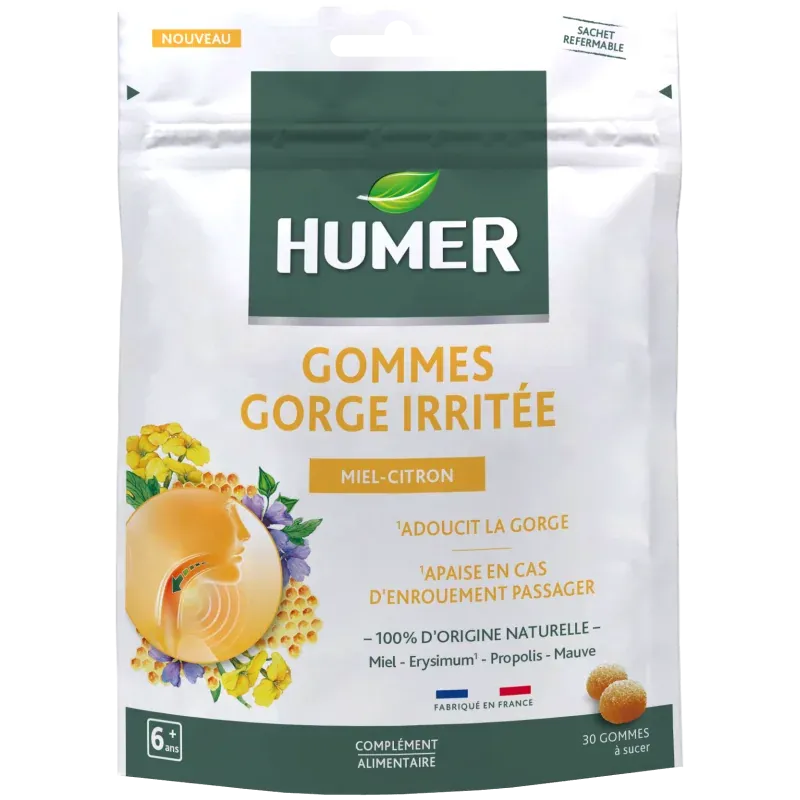 Humer Gommes Gorge Sensible Citron X30 - Univers Pharmacie