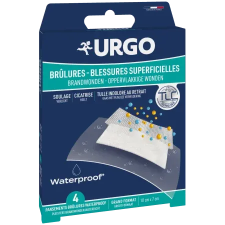 Urgo Brûlures Blessures Superficielles Waterproof Grand Format 4 pansements - Univers Pharmacie
