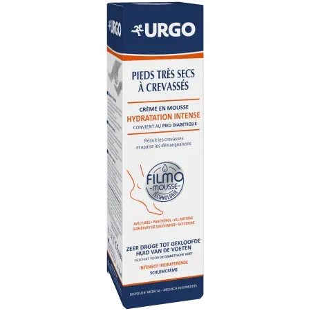 Urgo Filmomousse Pieds Très Secs à Crevassés Crème en Mousse Hydratation Intense 125ml - Univers Pharmacie