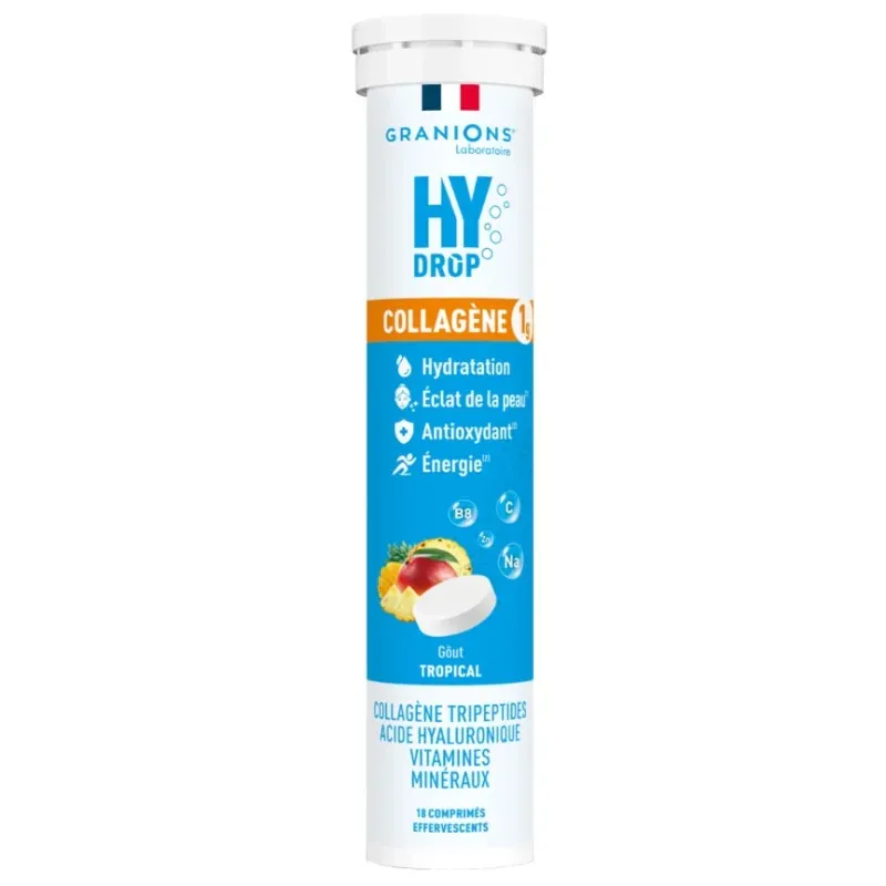 Granions Hydrop Collagène 1g Goût Tropical 18 comprimés effervescents - Univers Pharmacie