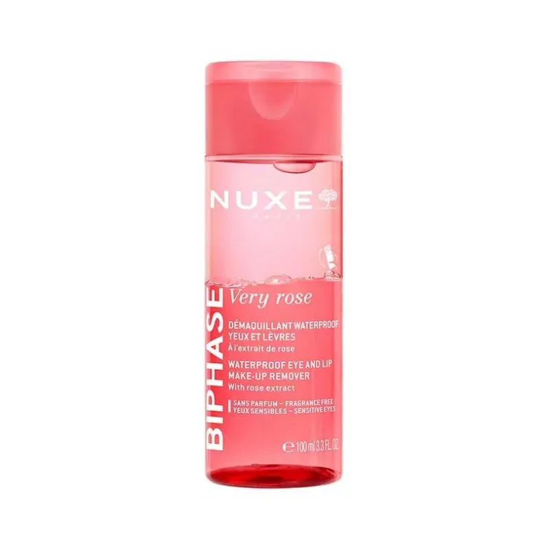 Nuxe Very Rose Biphase Démaquillant Waterproof Yeux et Lèvres 100ml - Univers Pharmacie