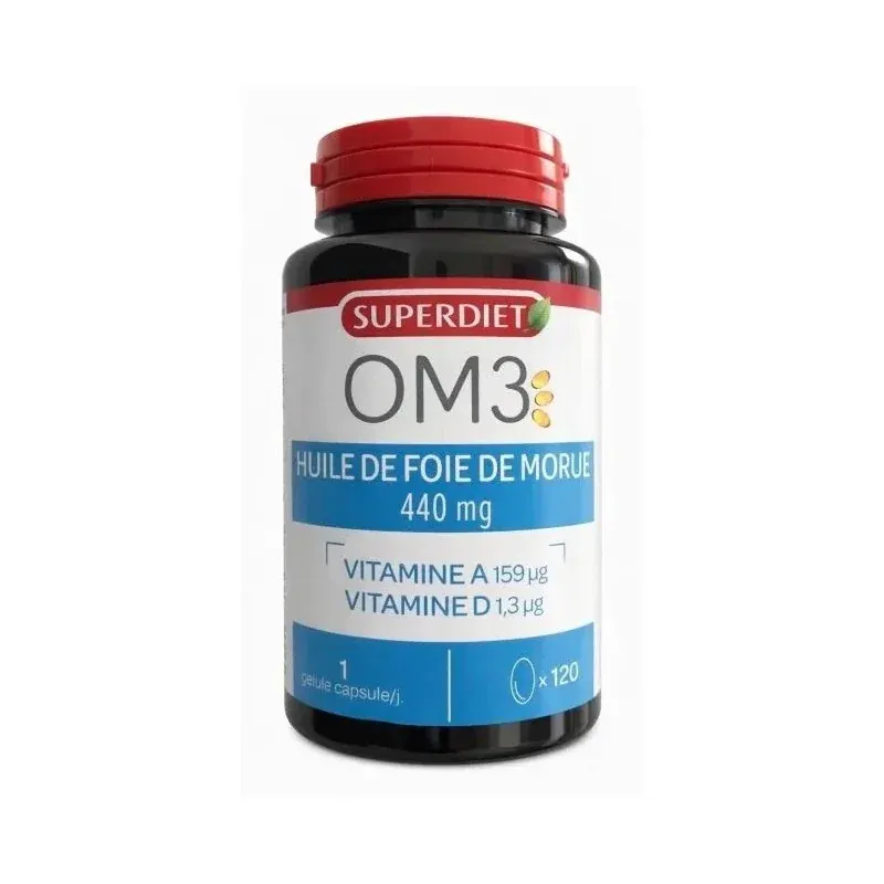 Superdiet OM3 Huile de Foie de Morue 440mg 120 gélules - Univers Pharmacie