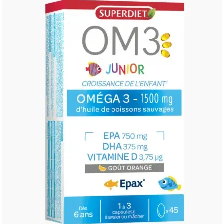 Superdiet OM3 Junior Oméga 1500mg 45 capsules - Univers Pharmacie