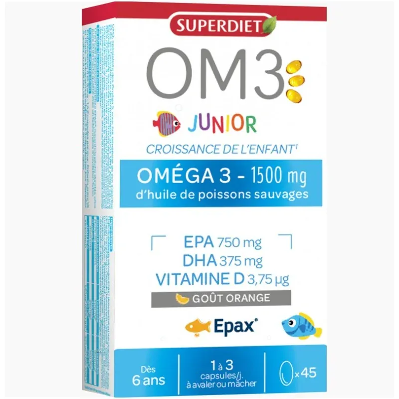 Superdiet OM3 Junior Oméga 1500mg 45 capsules - Univers Pharmacie