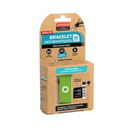 Manouka Bracelet Vert Anti-Moustique Toutes Zones - Univers Pharmacie