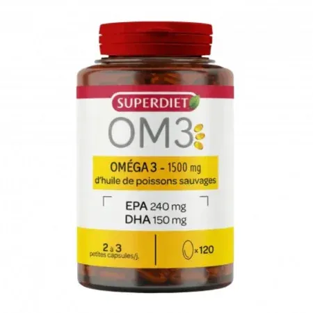 Superdiet OM3 Oméga 3 1500mg 120 capsules - Univers Pharmacie