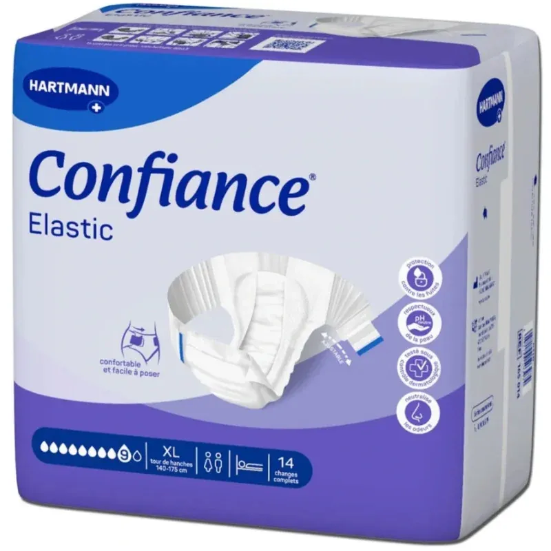Confiance Elastic 9 Gouttes Taille XL 14 changes complets - Univers Pharmacie