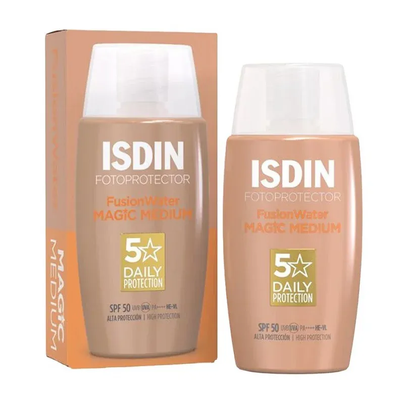 ISDIN FusionWater Magic Repair Crème Solaire SPF50 Teinte Médium 50ml - Univers Pharmacie