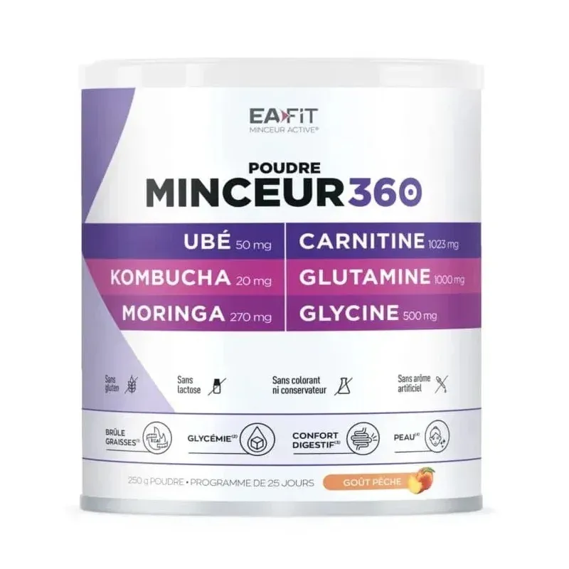 EaFit Poudre Minceur 360 Ubé Kombucha Moringa 250g - Univers Pharmacie