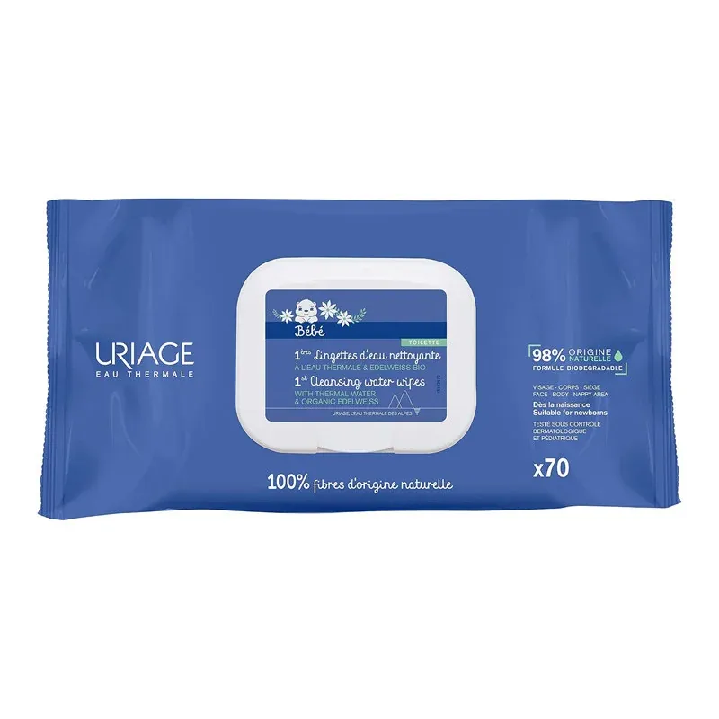 Uriage Bébé 1ères Lingettes d'Eau Nettoyantes X70 - Univers Pharmacie