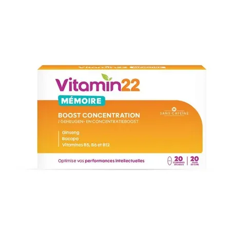 Vitamin'22 Mémoire Boost Concentration 20 comprimés sécables - Univers Pharmacie