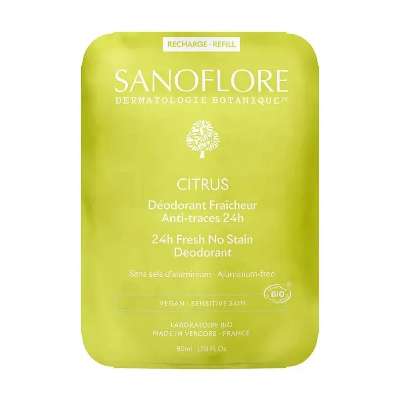Sanoflore Citrus Déodorant Fraîcheur Anti-traces 24H Recharge 50ml - Univers Pharmacie