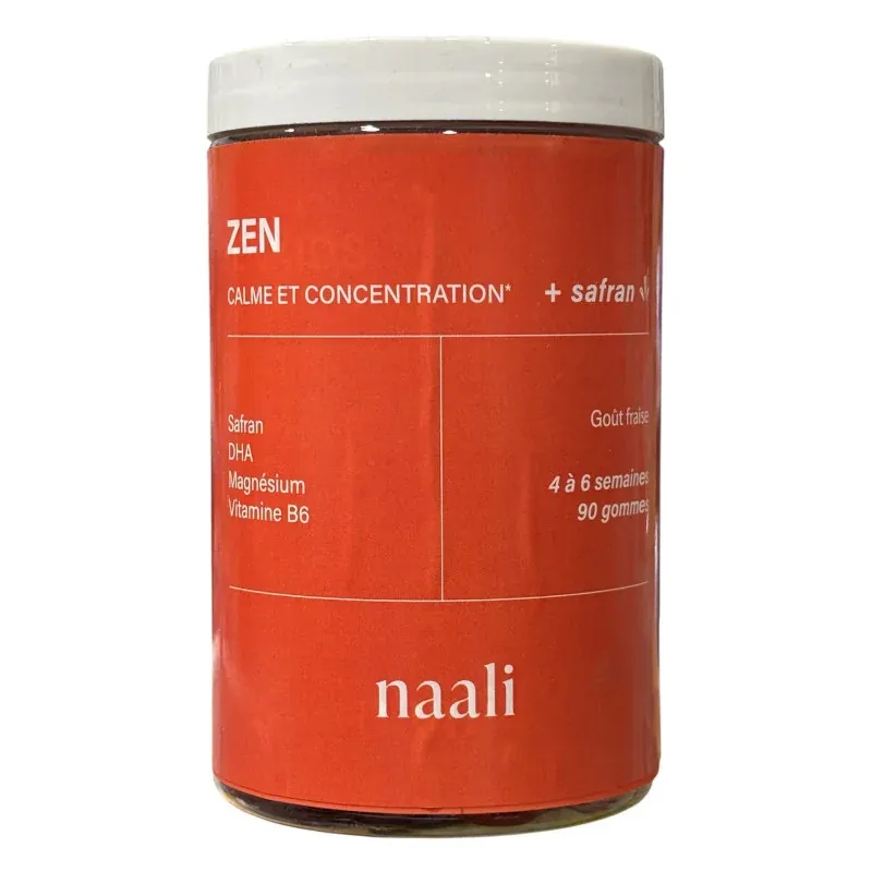 Naali Calme et Concentration + Safran Goût Fraise 90 gommes - Univers Pharmacie