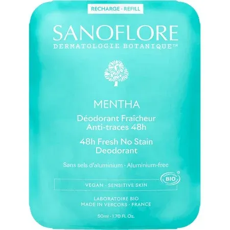 Sanoflore Déodorant Fraîcheur Anti-traces Mentha 48h Recharge 50ml - Univers Pharmacie