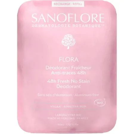 Sanoflore Flora Déodorant Fraîcheur Anti-traces 48H Bio Recharge 50ml - Univers Pharmacie