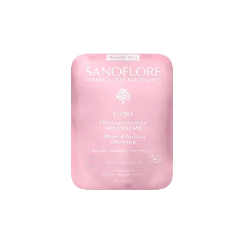 Sanoflore Flora Déodorant Fraîcheur Anti-traces 48H Bio Recharge 50ml - Univers Pharmacie