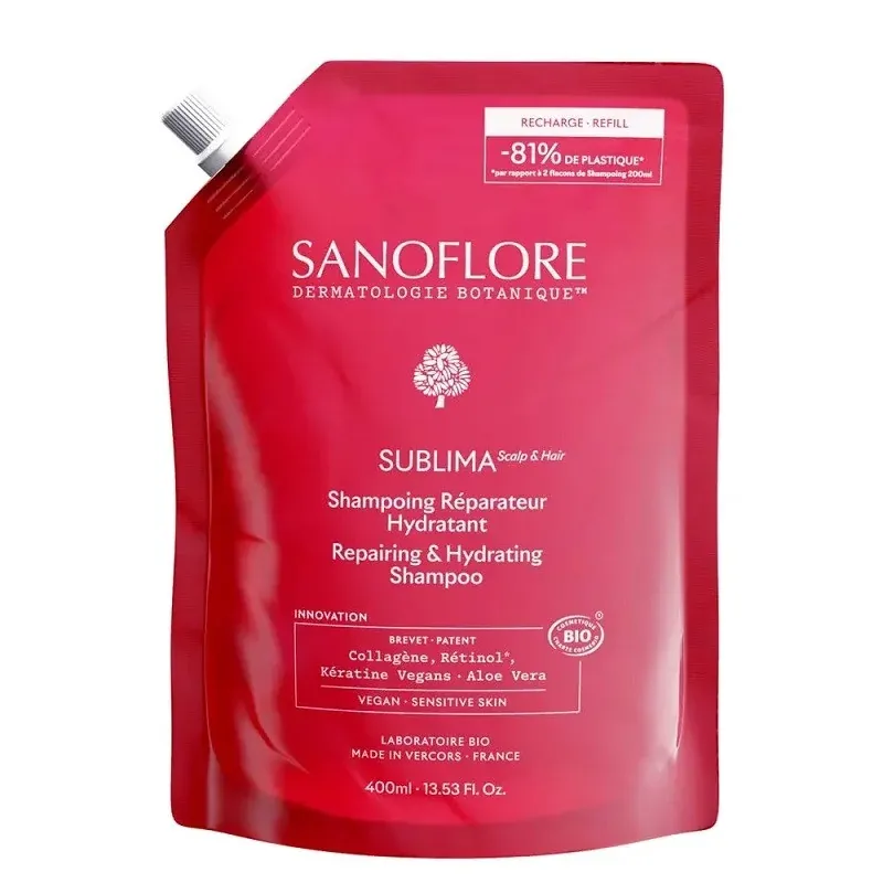 Sanoflore Sublima Shampooing Réparateur Hydratant Bio Recharge 400ml - Univers Pharmacie