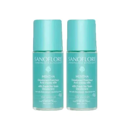 Sanoflore Déodorant Fraîcheur Anti-traces Mentha 48h 2X50ml - Univers Pharmacie