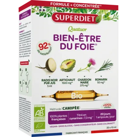 Superdiet Quator Bien-être Bio Ampoules 20X10ml - Univers Pharmacie