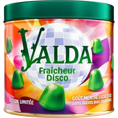 Valda Fraîcheur Disco Édition Limitée Goût Menthe Eucalyptus 160g - Univers Pharmacie
