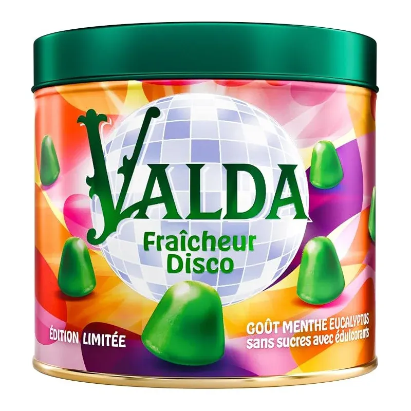 Valda Fraîcheur Disco Édition Limitée Goût Menthe Eucalyptus 160g - Univers Pharmacie