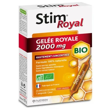 Stim Royal Gelée Royale 2000mg Bio 20 ampoules - Univers Pharmacie