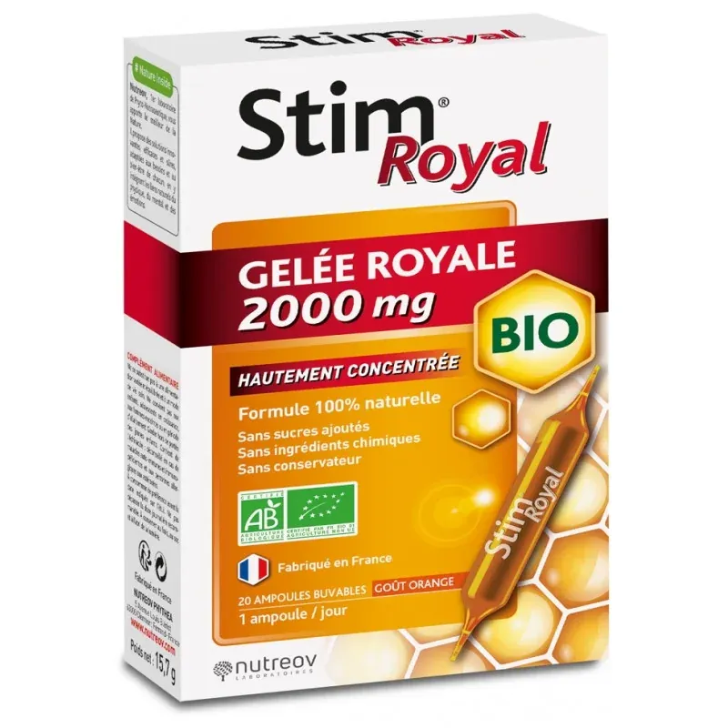 Stim Royal Gelée Royale 2000mg Bio 20 ampoules - Univers Pharmacie