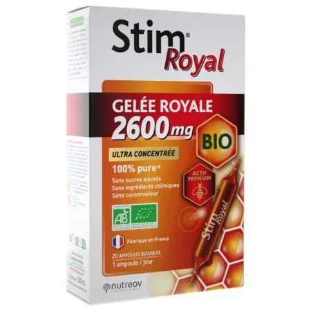 Stim Royal Gelée Royale 2600mg Bio 20 ampoules - Univers Pharmacie