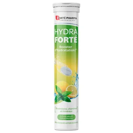 Forté Pharma Hydra Forté Booster D'hydratation Arôme Naturel Citron Menthe 24 comprimés effervescents - Univers Pharmacie