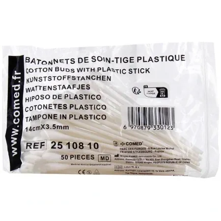 Comed Batônnets de Soin-tige Plastique 14cmX3,5mm X50 - Univers Pharmacie