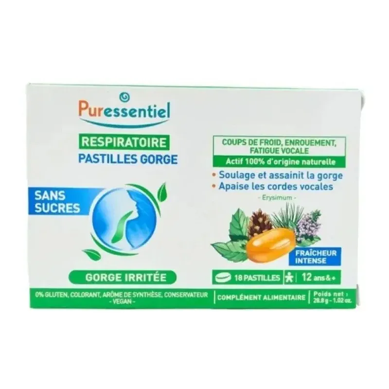 Puressentiel Respiratoire Pastilles Gorge Sans Sucres X18 - Univers Pharmacie