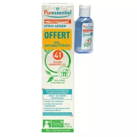 Puressentiel Spray Aérien Assainissant 41 Huiles Essentielles 200ml + Gel Antibactérien 25ml offert - Univers Pharmacie
