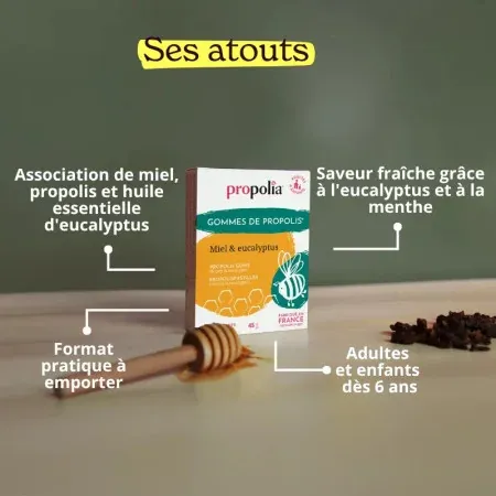 Propolia Gommes de Propolis Miel & Eucalyptus 45g - Ses atouts