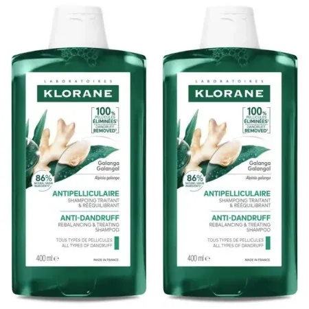 Klorane Antipelliculaire Shampooing Traitant et Rééquilibrant Galanga 2X400ml - Univers Pharmacie