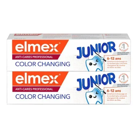 Elmex Anti-caries Professional Junior 6-12ans Color Changing 2X75ml - Univers Pharmacie
