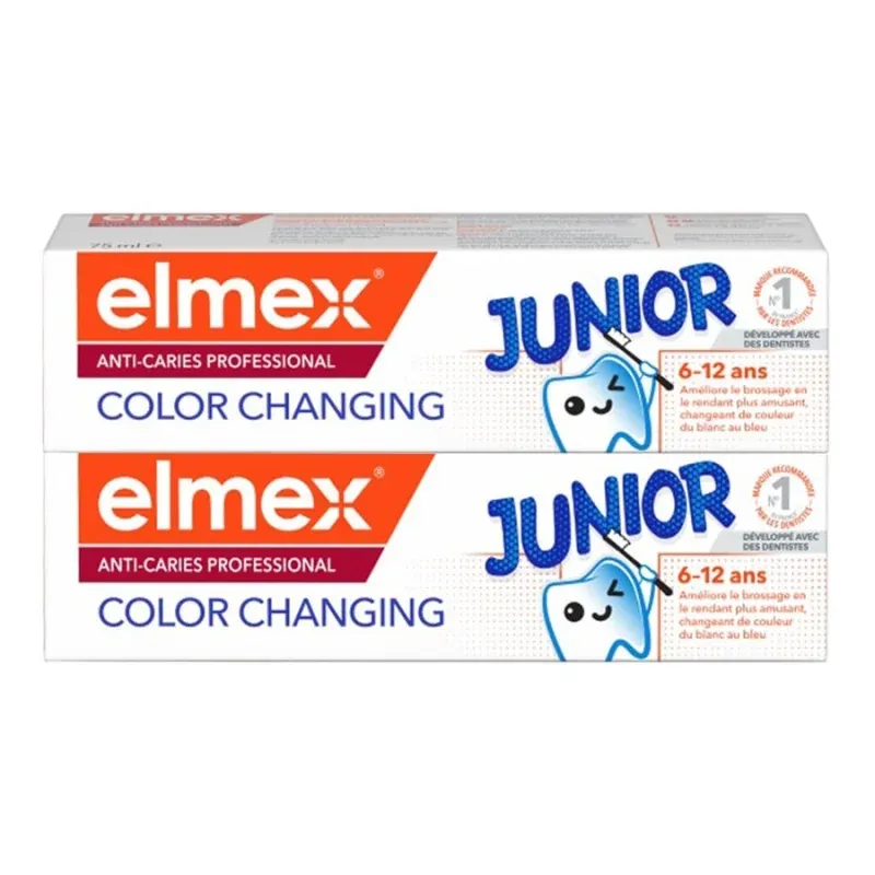 Elmex Anti-caries Professional Junior 6-12ans Color Changing 2X75ml - Univers Pharmacie