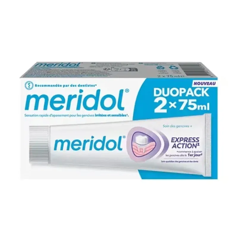 Meridol Express Action Dentifrice 2X75ml - Univers Pharmacie