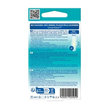 Compeed Multi-blessures SmartSkin Pansements Hydrocolloïdes Waterproof Doigts X9 verso - Univers Pharmacie