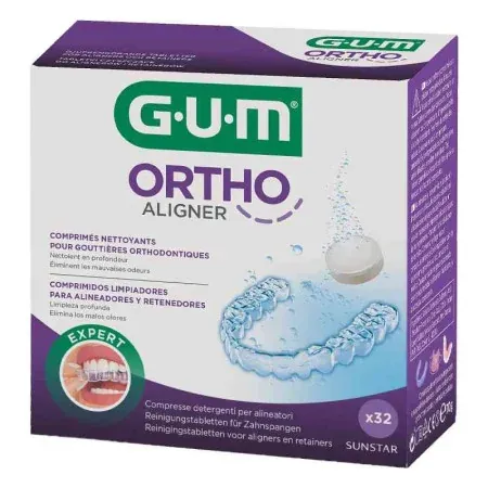 GUM Ortho Aligner Comprimés Nettoyants pour Gouttières X32 - Univers Pharmacie