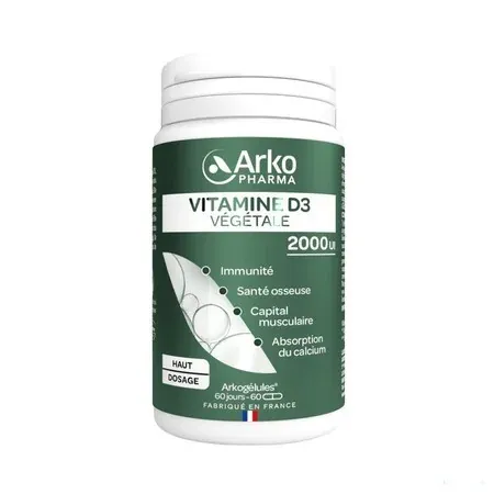 Arkopharma Vitamine D3 Végétale 2000UI 60 gélules - Univers Pharmacie