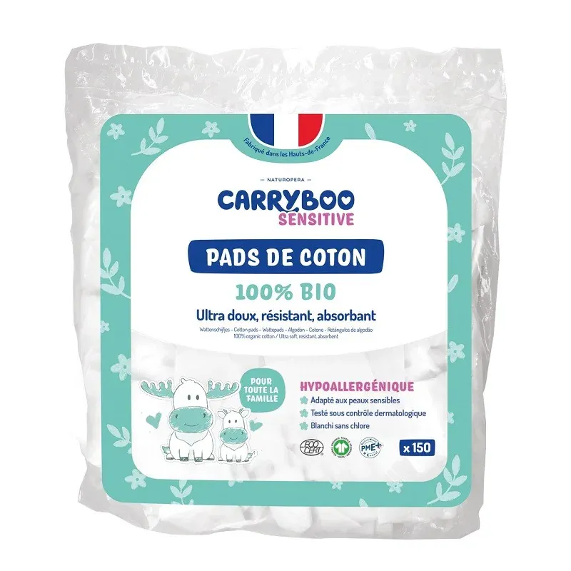Carryboo Sensitive Pads de Cotons 100% Bio X150 - Univers Pharmacie