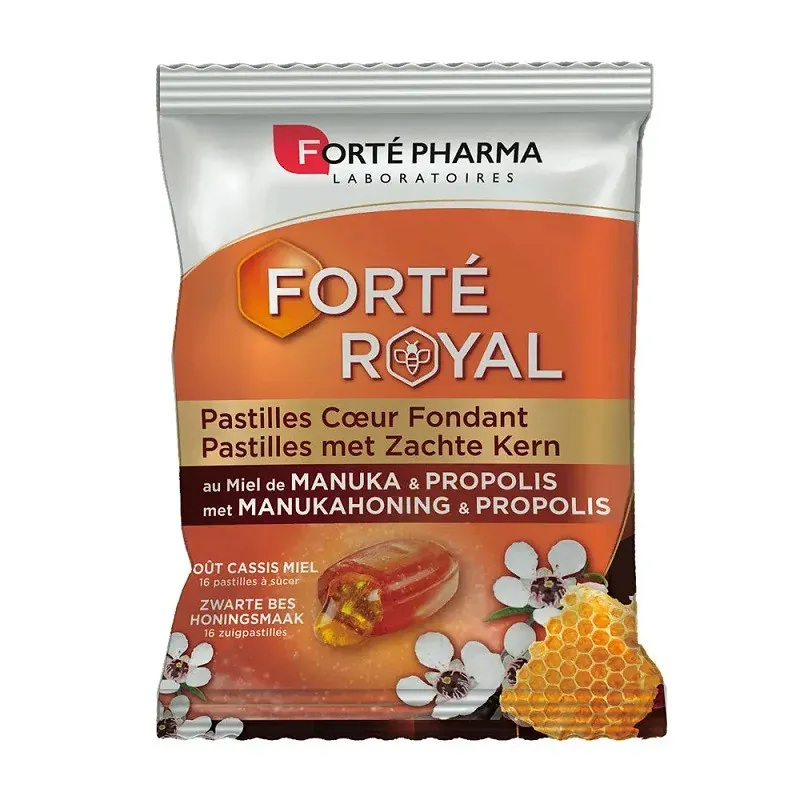 Forté Royal Pastilles Cœur Fondant Goût Cassis Miel 16 pastilles à sucer - Univers Pharmacie