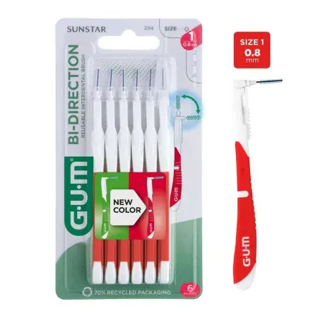 GUM Bi-direction ISO 1 0,8mm 6 brossettes - Univers Pharmacie