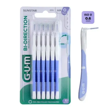 GUM Bi-direction ISO 0 0,6mm 6 brossettes - Univers Pharmacie
