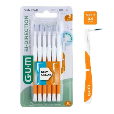 GUM Bi-direction ISO 2 0,9mm 6 brossettes - Univers Pharmacie