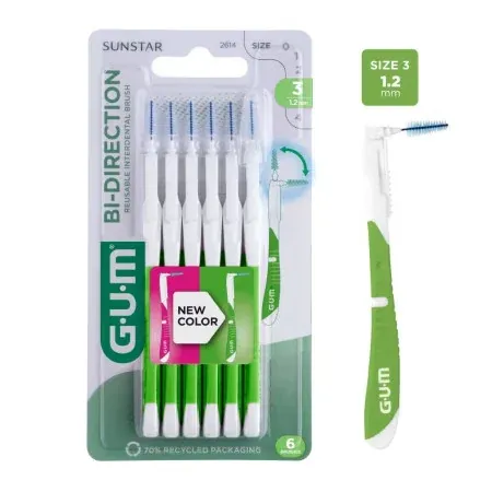 GUM Bi-direction ISO 3 1,2mm 6 brossettes - Univers Pharmacie