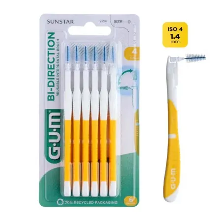 GUM Bi-direction ISO 4 1,4mm 6 brossettes - Univers Pharmacie