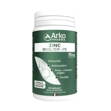 Arkopharma Arkogélules Zinc Bisglycinate 60 gélules  - Univers Pharmacie