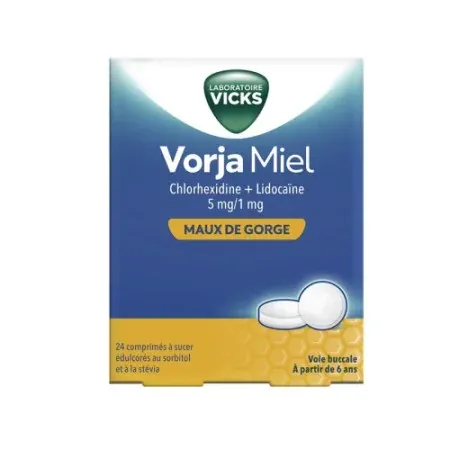 Vicks Vorja Miel Maux de Gorge 24 comprimés à sucer - Univers Pharmacie