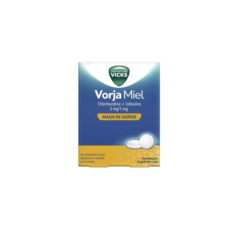 Vicks Vorja Miel Maux de Gorge 24 comprimés à sucer - Univers Pharmacie